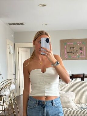 Urban Outfitters White Strapless Ruched Tube Top - NWT